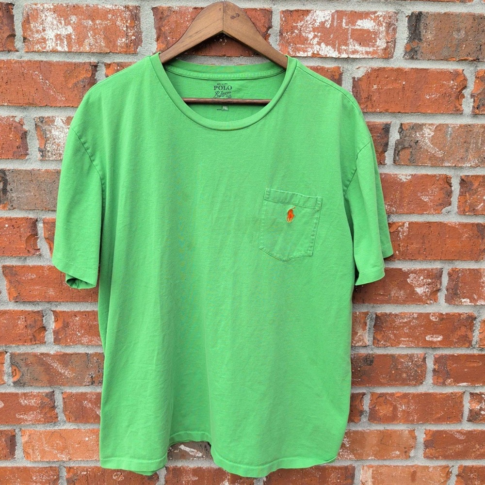 Polo Ralph Lauren T-Shirt Mens XL Green Pocket Tee Short Sleeve Cotton Pony Logo